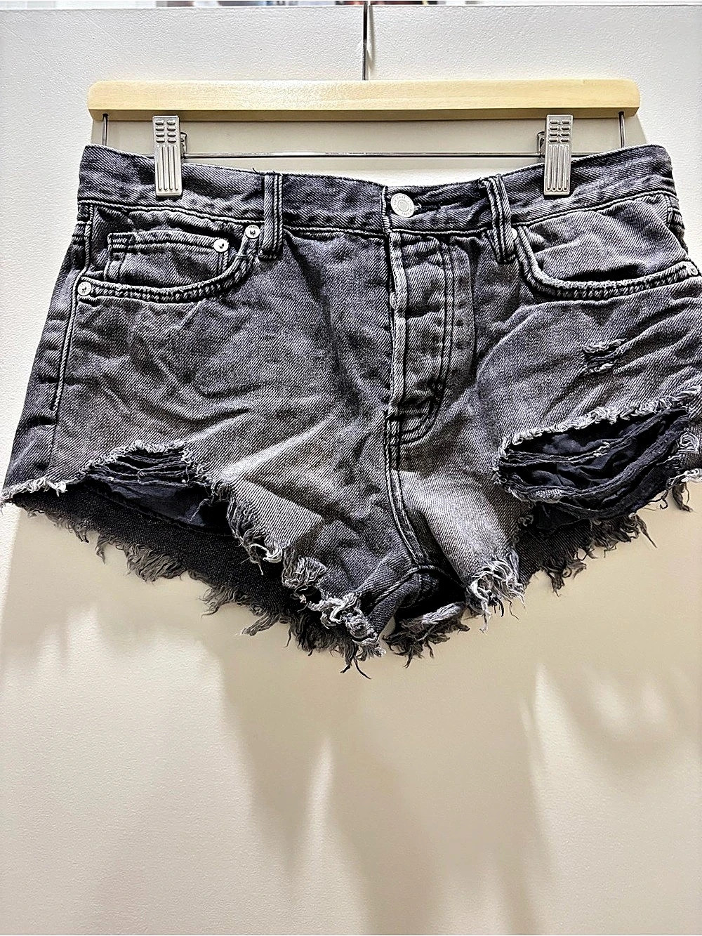 We The Free Distressed Gray Jean Shorts
